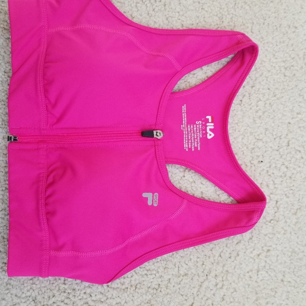 Fila Sport Bra Small Front Zip Hot Pink